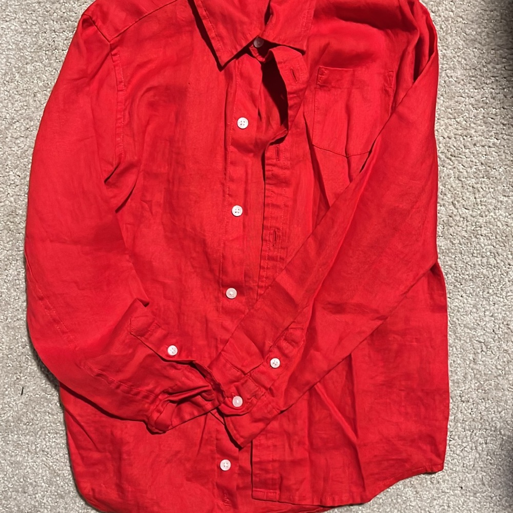 Janie and Jack Vibrant Red Button Down Shirt